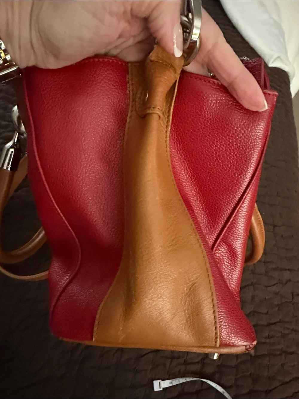 Valentina Red Crossbody with Tan Handles
